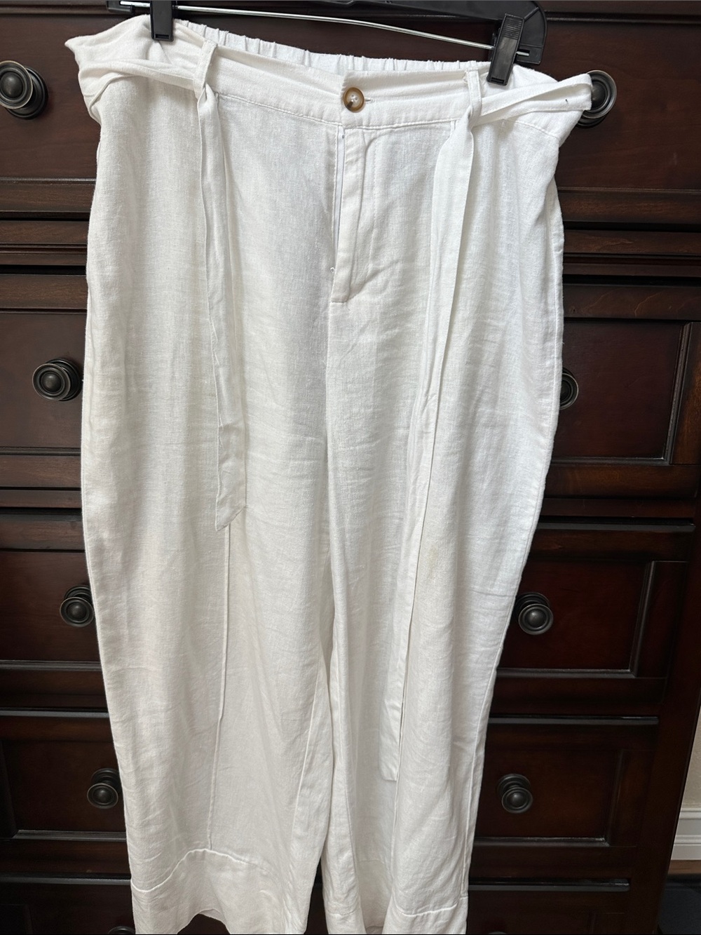 Joie Cream Linen-Blend Drawstring Trousers
